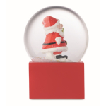 Petite boule de neige avec un Père Noël et base en polyrésine couleur rouge cinquième vue