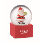 Petite boule de neige avec un Père Noël et base en polyrésine couleur rouge troisième vue principale
