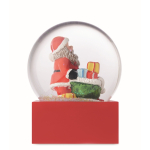 Boule de neige avec un Père Noël à l'intérieur et base en polyrésine couleur rouge cinquième vue