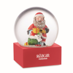 Boule de neige avec un Père Noël à l'intérieur et base en polyrésine couleur rouge troisième vue principale