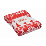 Plaid polaire en RPET avec motif de Noël et carte 190g/m2 couleur rouge vue principale