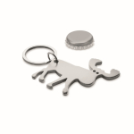 Porte-clés et ouvre-bouteille en aluminium recyclé en forme de renne couleur argenté mat