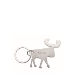 Porte-clés et ouvre-bouteille en aluminium recyclé en forme de renne couleur argenté mat vue avec zone d'impression