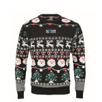 Pull de Noël avec 10 lumières LED, taille L/XL couleur noir vue avec zone d'impression