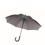 Parapluie anti-vent en pongé avec intérieur à carreaux, Ø58cm couleur noir vue avec zone d'impression