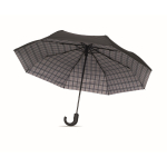 Parapluie pliable anti-vent en pongé avec motif à carreaux, Ø116cm couleur noir