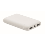 Batterie externe rectangulaire en ABS recyclé, 5.000 mAh couleur blanc