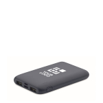 Batterie externe rectangulaire en ABS recyclé, 5.000 mAh couleur bleu marine vue avec zone d'impression