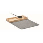 Organiseur de bureau avec tapis de souris et chargeur couleur bois