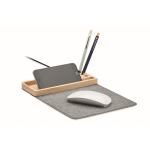 Organiseur de bureau avec tapis de souris et chargeur couleur bois quatrième vue