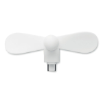 Ventilateur portable pour téléphone via port USB-C couleur blanc vue arrière