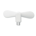 Ventilateur portable pour téléphone via port USB-C couleur blanc vue latérale