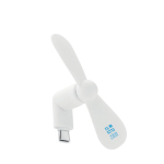 Ventilateur portable pour téléphone via port USB-C couleur blanc vue avec zone d'impression