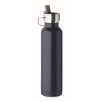 Gourde isotherme acier inoxydable recyclé, paille et poignée, 660ml couleur bleu marine
