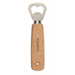 Décapsuleur en bois de caoutchouc avec trou pour accrocher couleur bois troisième vue principale