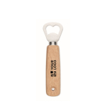 Décapsuleur en bois de caoutchouc avec trou pour accrocher couleur bois vue avec zone d'impression