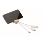 Porte-clés en bambou avec support pour téléphone et chargeurs couleur bois deuxième vue