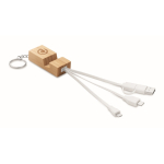 Porte-clés en bambou avec support pour téléphone et chargeurs couleur bois vue principale