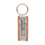 Porte-clés en bois d'acacia avec 7 outils et lumière LED couleur bois cinquième vue