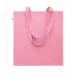 Sac de courses en coton recyclé à anses longues 140 g/m² couleur rose deuxième vue