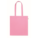 Sac de courses en coton recyclé à anses longues 140 g/m² couleur rose quatrième vue