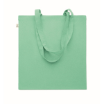 Sac de courses en coton recyclé à anses longues 140 g/m² couleur vert menthe deuxième vue