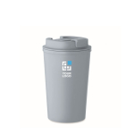Gobelet à double paroi en maïs, capacité 350 ml couleur bleu gris vue avec zone d'impression