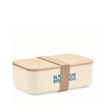 Boîte à déjeuner en maïs avec couvercle en bambou, 1L couleur beige vue avec zone d'impression