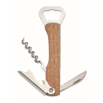 Ouvre-bouteille bambou, 2 décapsuleurs, tire-bouchon, coupe-capsule couleur bois