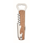 Ouvre-bouteille bambou, 2 décapsuleurs, tire-bouchon, coupe-capsule couleur bois deuxième vue