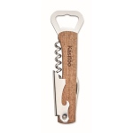 Ouvre-bouteille bambou, 2 décapsuleurs, tire-bouchon, coupe-capsule couleur bois deuxième vue principale