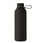 Gourde isotherme en acier inoxydable recyclé et caoutchouc, 500ml couleur noir cinquième vue