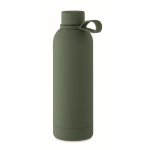 Gourde isotherme en acier inoxydable recyclé et caoutchouc, 500ml couleur vert foncé