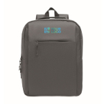 Sac à dos en RPET, pour ordinateur portable et tablette 10” et 15”” couleur gris foncé vue avec zone d'impression
