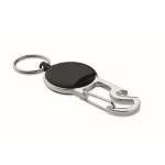 Porte-badge rétractable avec porte-clés et ouvre-bouteille couleur noir