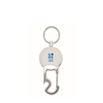 Porte-badge rétractable avec porte-clés et ouvre-bouteille couleur blanc vue avec zone d'impression