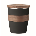 Gobelet en acier inoxydable avec détail en bois amovible, 350ml couleur noir