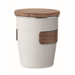 Gobelet en acier inoxydable avec détail en bois amovible, 350ml couleur blanc deuxième vue