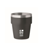 Gobelet empilable en acier inoxydable recyclé, 250ml couleur noir vue avec zone d'impression