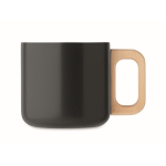 Tasse en acier inoxydable recyclé avec poignée en bois, 350ml couleur noir