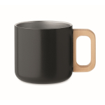 Tasse en acier inoxydable recyclé avec poignée en bois, 350ml couleur noir troisième vue