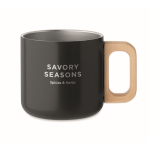 Tasse en acier inoxydable recyclé avec poignée en bois, 350ml couleur noir vue principale