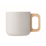 Tasse en acier inoxydable recyclé avec poignée en bois, 350ml couleur blanc troisième vue