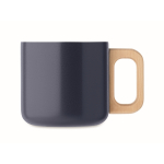 Tasse en acier inoxydable recyclé avec poignée en bois, 350ml couleur bleu marine troisième vue