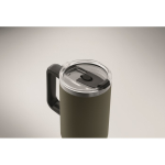 Mug isotherme en acier inoxydable recyclé avec paille, 1,2 L couleur vert foncé quatrième vue photographique