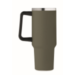 Mug isotherme en acier inoxydable recyclé avec paille, 1,2 L couleur vert foncé