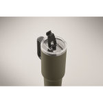 Mug isotherme en acier inoxydable recyclé avec paille, 1,2 L couleur vert foncé vue photographique