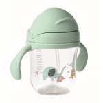 Gobelet pour bébé en tritan avec paille et double poignée, 250ml couleur vert menthe