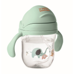 Gobelet pour bébé en tritan avec paille et double poignée, 250ml couleur vert menthe deuxième vue principale