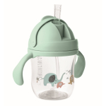 Gobelet pour bébé en tritan avec paille et double poignée, 250ml couleur vert menthe troisième vue